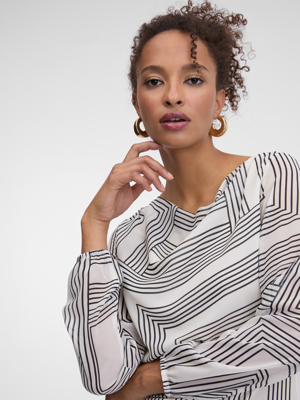 Orsay Bílé vzorované dámské šaty ke kolenům ORSAY