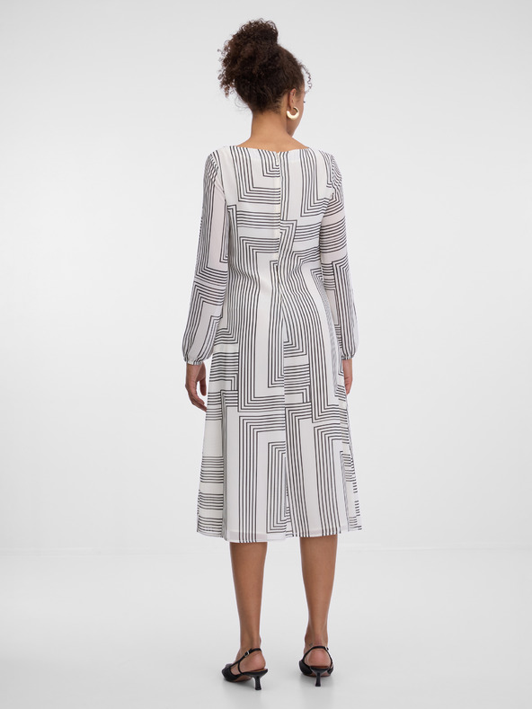 Orsay Bílé vzorované dámské šaty ke kolenům ORSAY