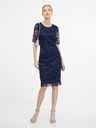 Orsay Modré dámské pouzdrové šaty ke kolenům ORSAY