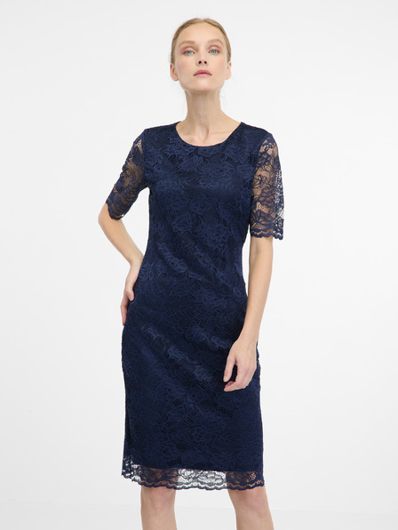 Orsay Modré dámské pouzdrové šaty ke kolenům ORSAY