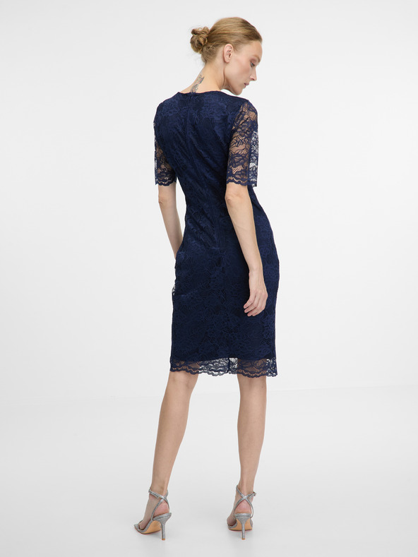 Orsay Modré dámské pouzdrové šaty ke kolenům ORSAY