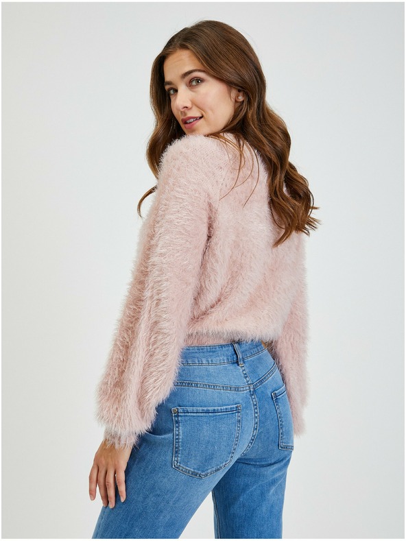 Orsay Růžový dámský svetr s balonovými rukávy ORSAY