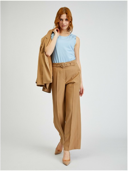 Orsay Hnědé dámské široké kalhoty s páskem ORSAY