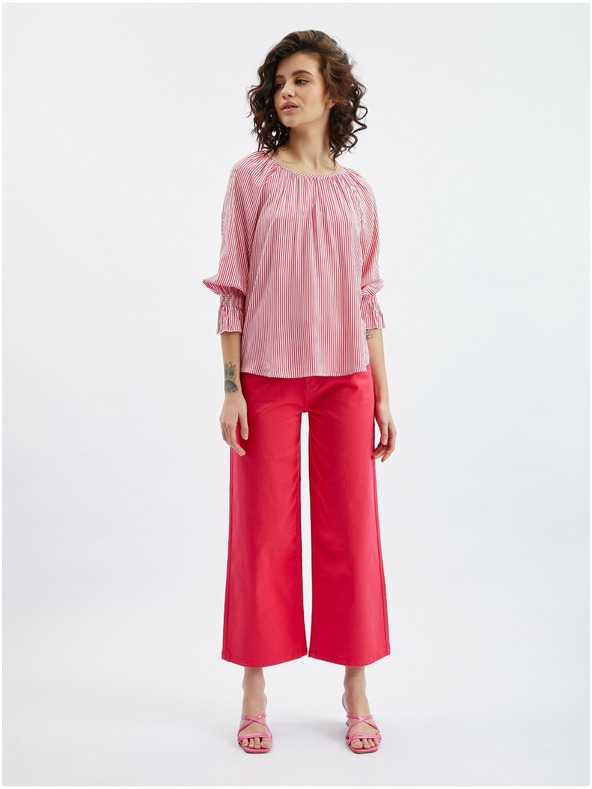 Orsay Tmavě růžová dámská pruhovaná halenka ORSAY