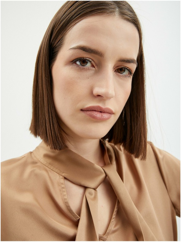 Orsay Světle hnědá dámská saténová halenka ORSAY