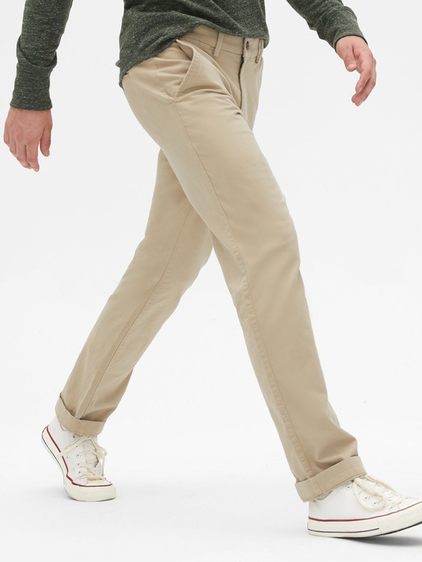 GAP Kalhoty essential khaki straight fit GapFlex GAP