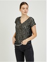Orsay Béžovo-černé dámské krajkové tričko ORSAY