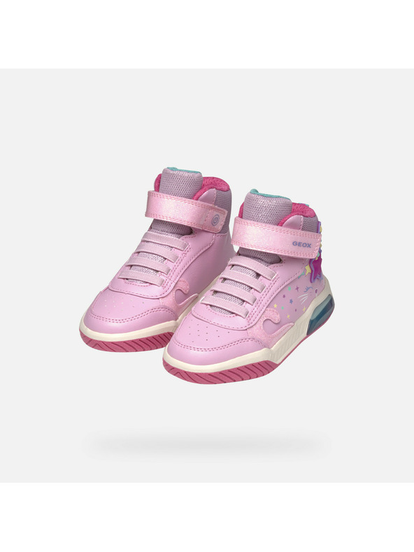 Geox Růžová dívčí svítící kotníková obuv Geox Inek Girl