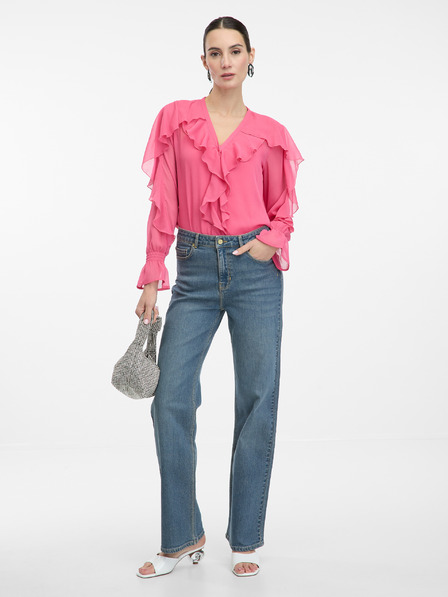 Orsay Růžová dámská halenka s volány ORSAY