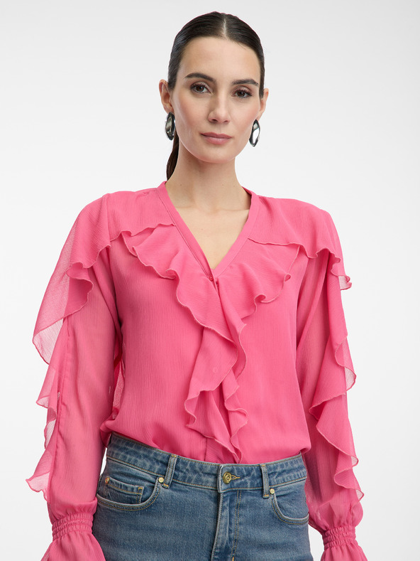 Orsay Růžová dámská halenka s volány ORSAY