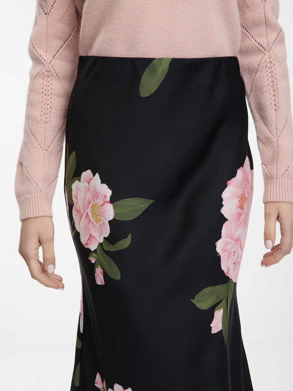 Orsay Černá dámská midi sukně s květinovým vzorem ORSAY