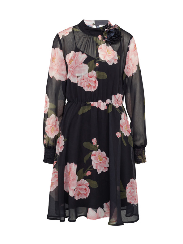 Orsay Černé dámská květinové šaty ke kolenům ORSAY