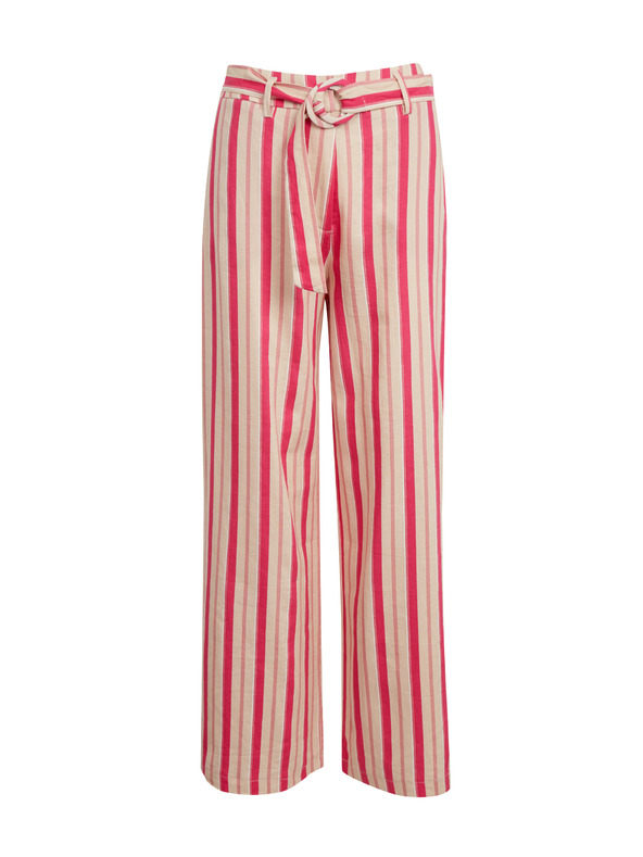 Orsay Růžové dámské lněné pruhované kalhoty ORSAY