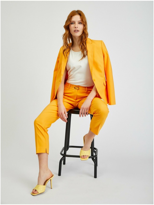 Orsay Oranžové dámské zkrácené kalhoty s páskem ORSAY