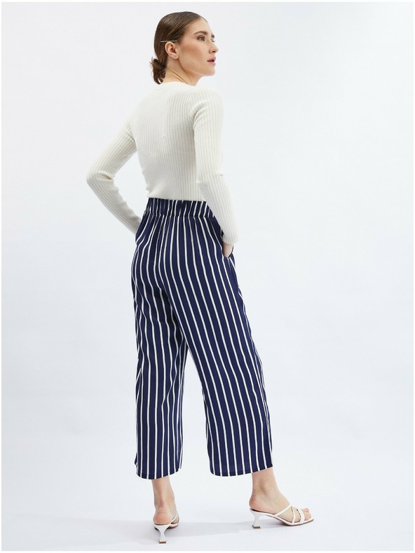 Orsay Tmavě modré dámské pruhované culottes kalhoty ORSAY