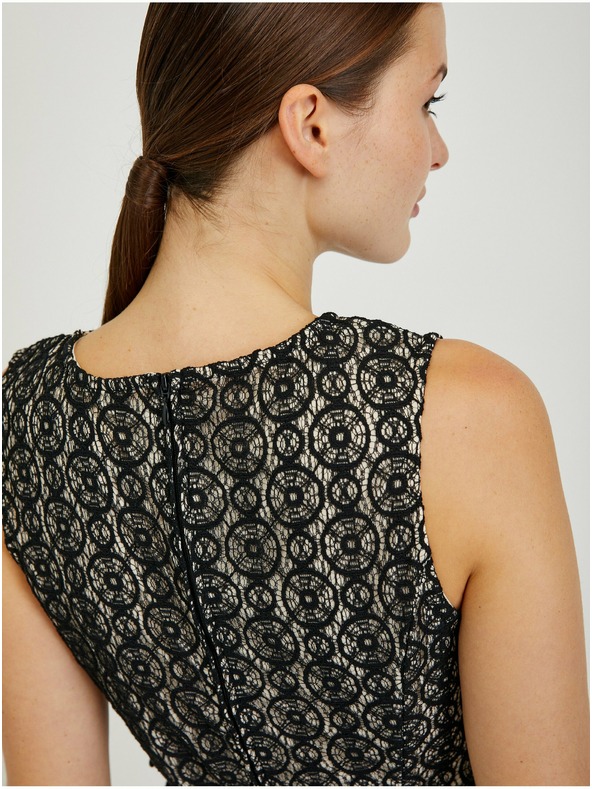 Orsay Béžovo-černé dámské pouzdrové šaty s páskem ORSAY