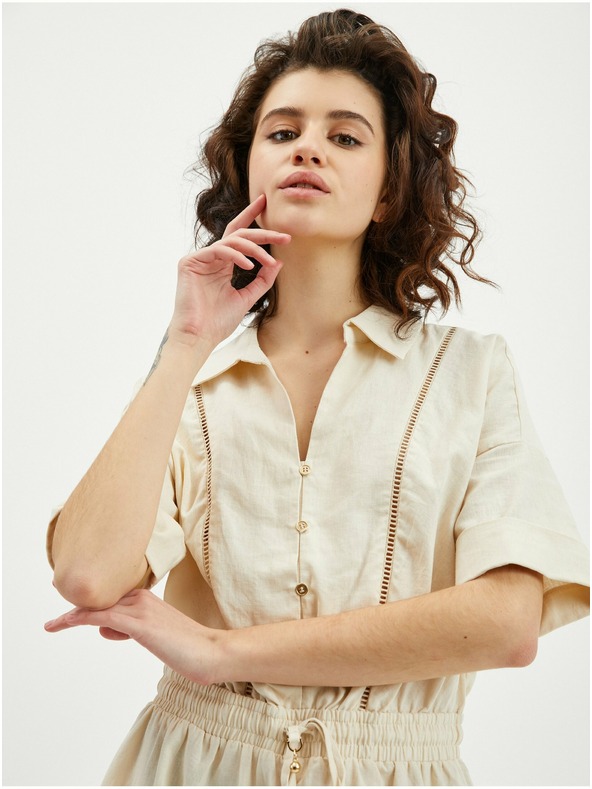 Orsay Béžový dámský lněný overal ORSAY