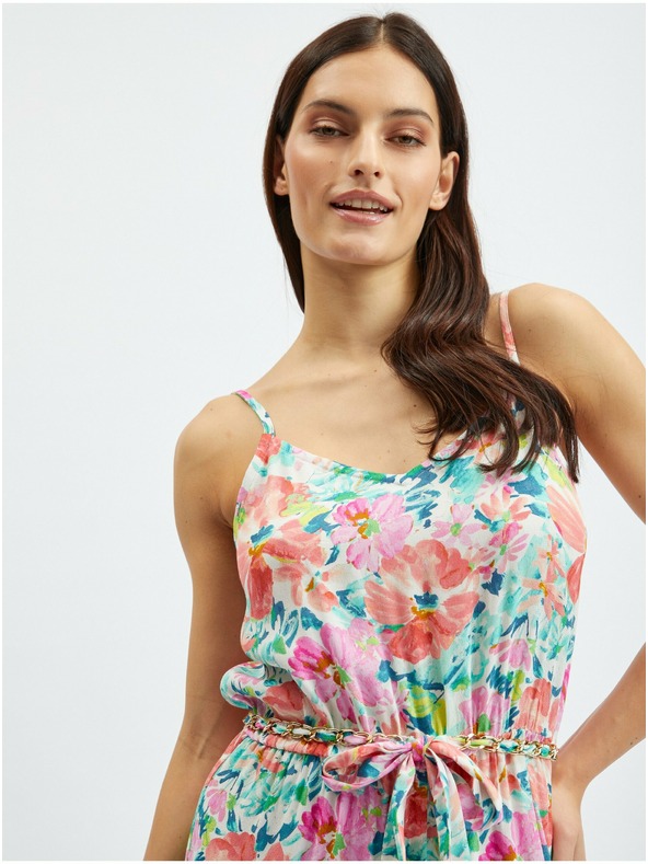 Orsay Růžovo-krémový dámský květovaný overal ORSAY