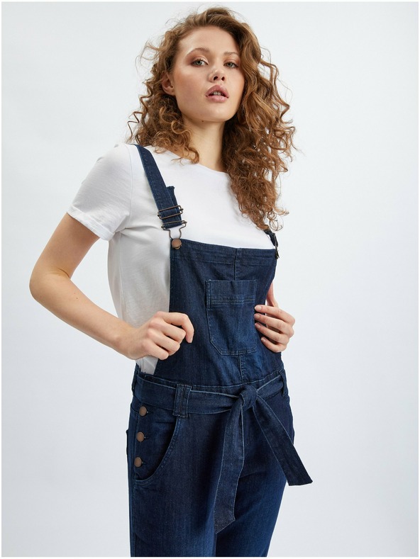 Orsay Tmavě modré dámské slim fit džíny s laclem ORSAY