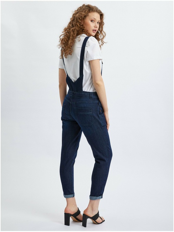Orsay Tmavě modré dámské slim fit džíny s laclem ORSAY