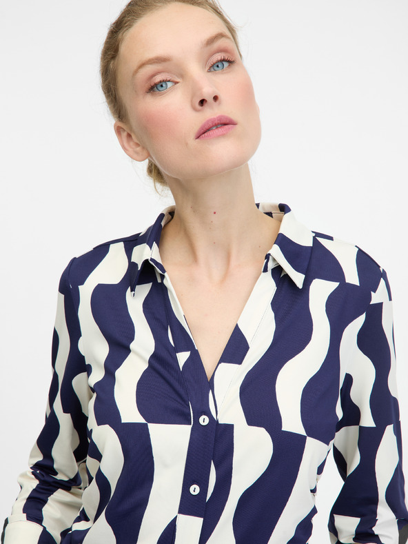 Orsay Tmavě modrá dámská halenka s límečkem ORSAY