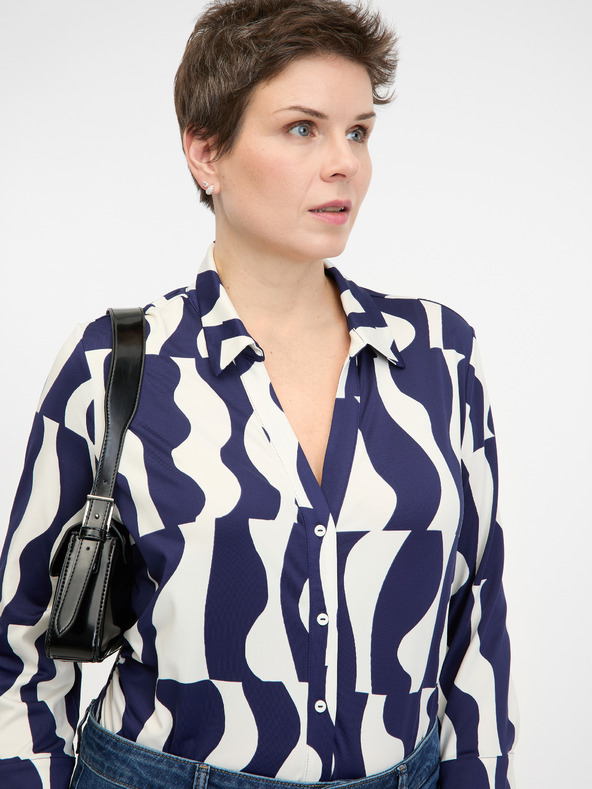 Orsay Tmavě modrá dámská halenka s límečkem ORSAY