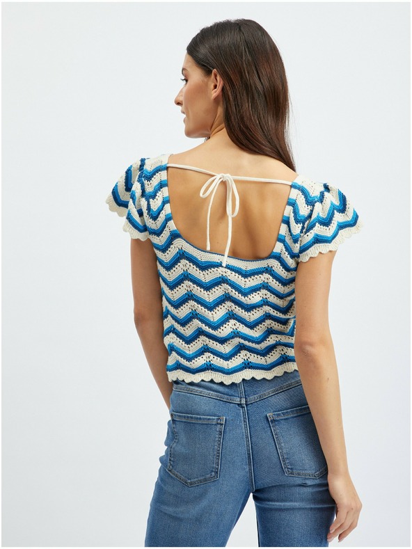 Orsay Modro-bílé dámské vzorované svetrové tričko ORSAY