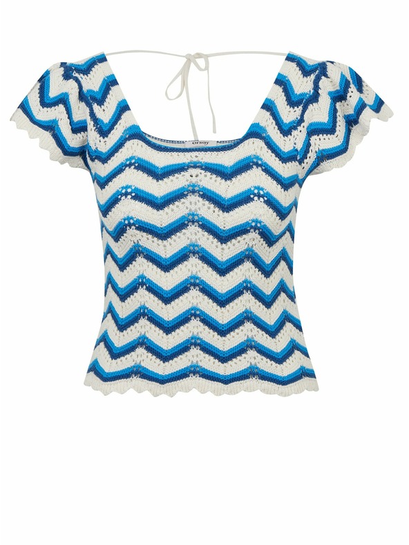 Orsay Modro-bílé dámské vzorované svetrové tričko ORSAY