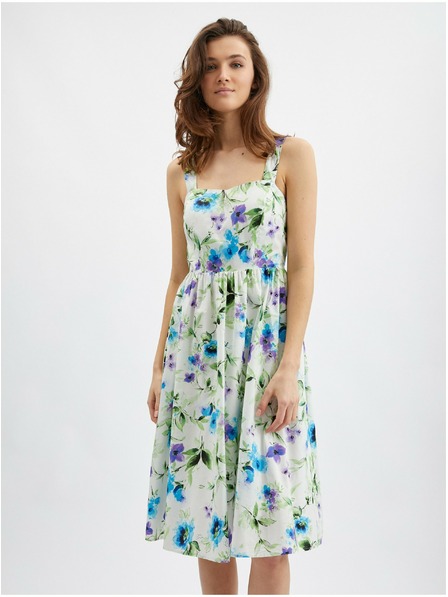 Orsay Modro-krémové dámské květované šaty ORSAY