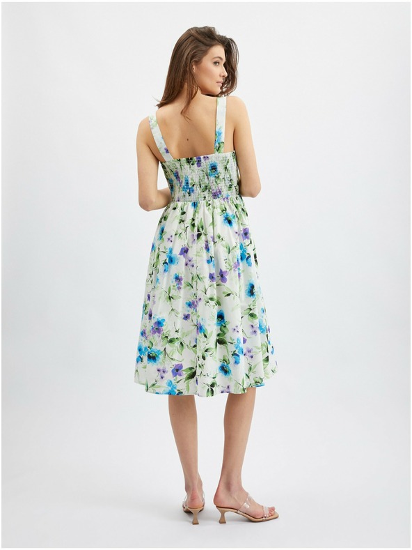 Orsay Modro-krémové dámské květované šaty ORSAY