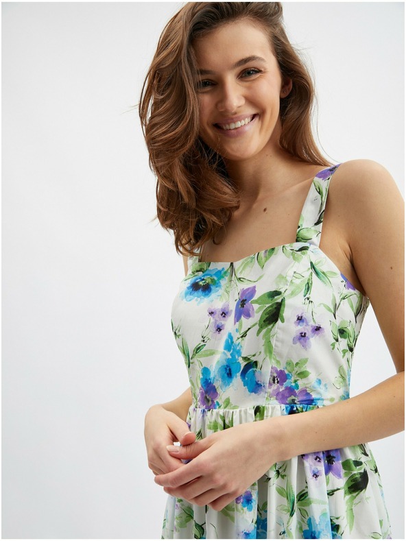 Orsay Modro-krémové dámské květované šaty ORSAY