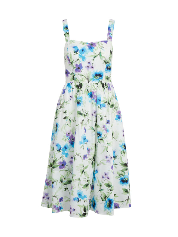 Orsay Modro-krémové dámské květované šaty ORSAY