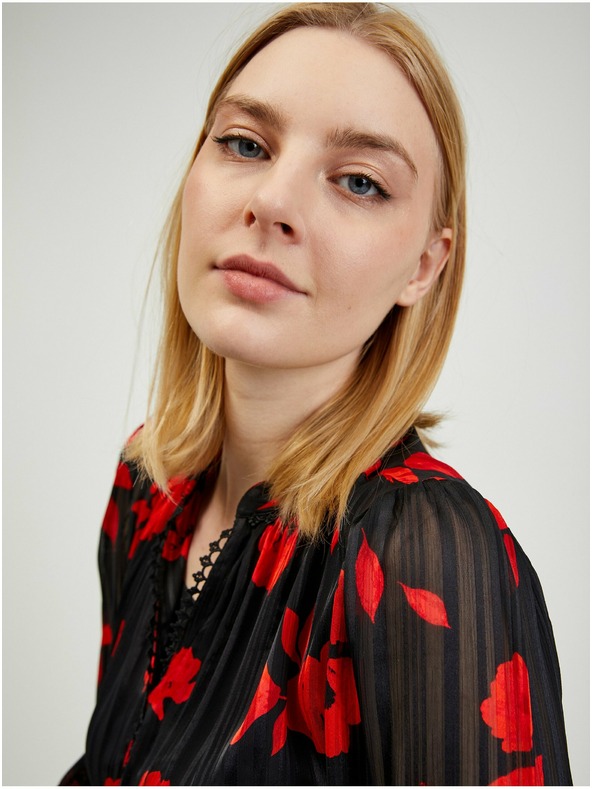 Orsay Červeno-černá dámská květovaná halenka ORSAY