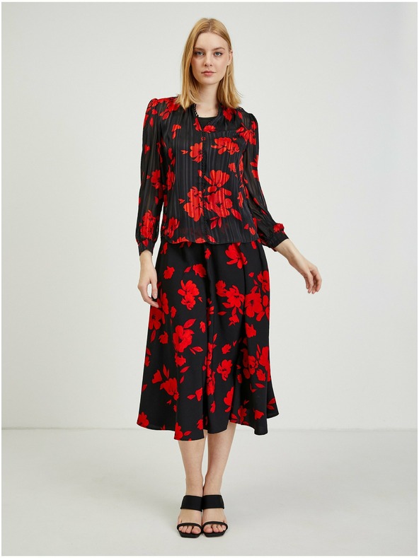 Orsay Červeno-černá dámská květovaná halenka ORSAY