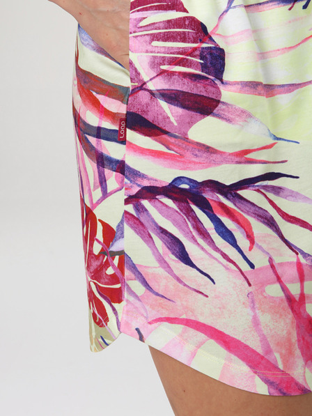 Loap Zeleno-růžové dámské letní šaty s tropickým vzorem LOAP ANUMA