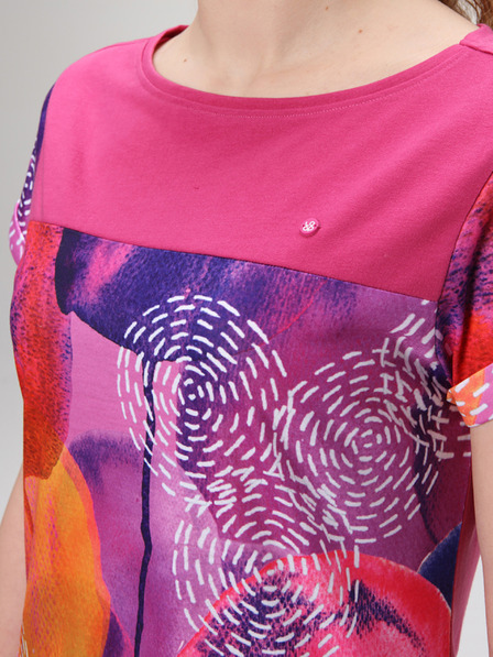 Loap Tmavě růžové dámské vzorované letní šaty LOAP ANNABELLE