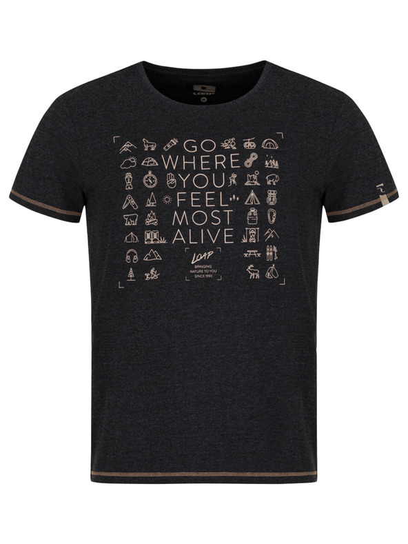 Loap Černé pánské vzorované tričko LOAP Alexus