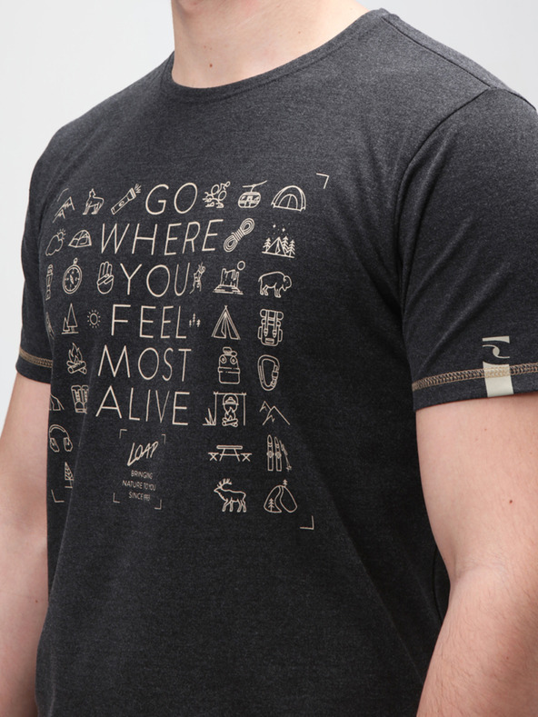 Loap Černé pánské vzorované tričko LOAP Alexus