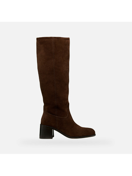 Geox Tmavě hnědé dámské kozačky Geox Alnoire