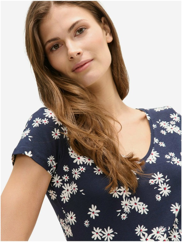 Orsay Tmavě modré květované tričko ORSAY