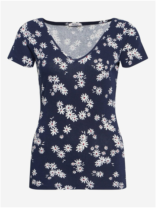 Orsay Tmavě modré květované tričko ORSAY