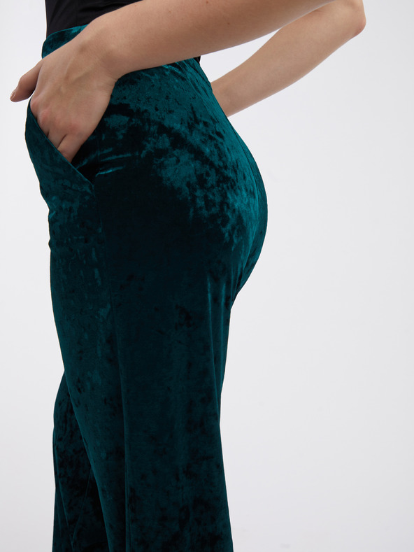 Orsay Zelené dámské sametové kalhoty ORSAY