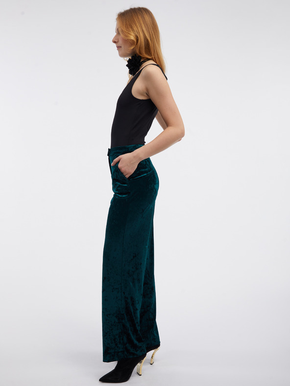 Orsay Zelené dámské sametové kalhoty ORSAY