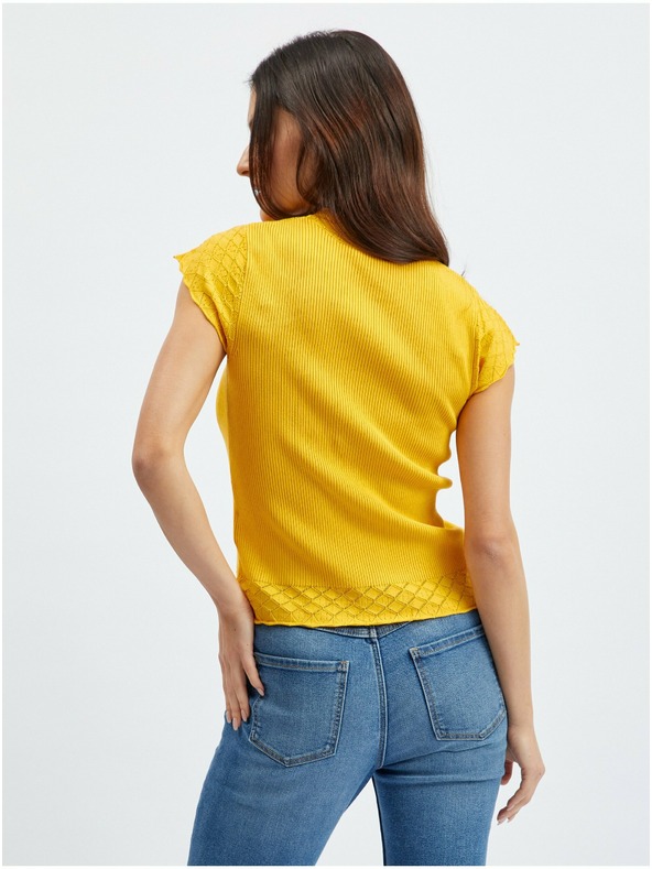 Orsay Žluté dámské tričko se stojáčkem ORSAY