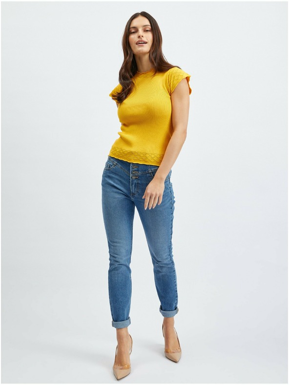 Orsay Žluté dámské tričko se stojáčkem ORSAY