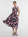 Orsay Růžovo-černé dámské květované midišaty ORSAY