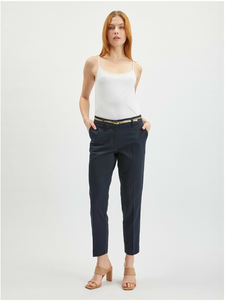 Orsay Tmavě modré dámské chino kalhoty s páskem ORSAY