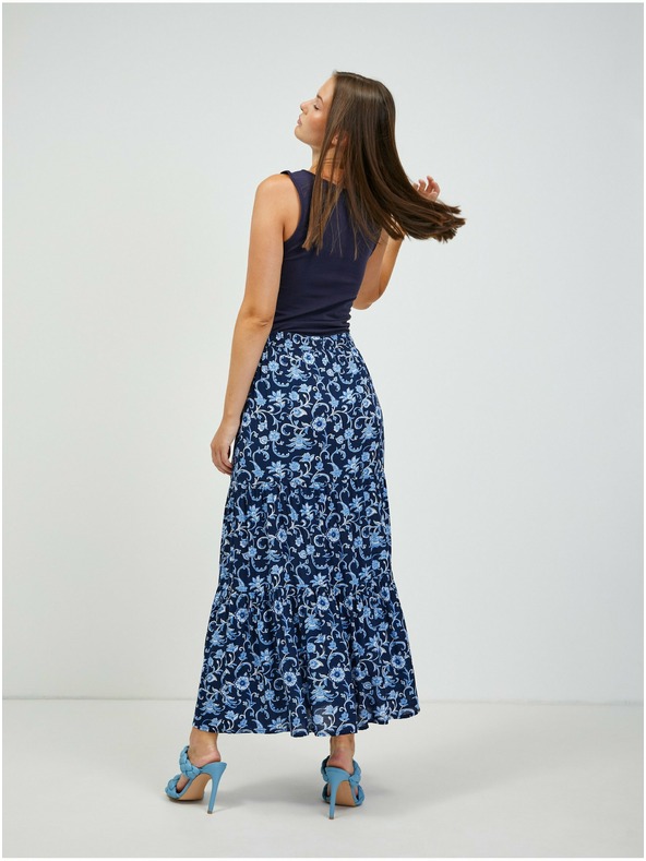 Orsay Tmavě modrá květovaná maxi sukně ORSAY
