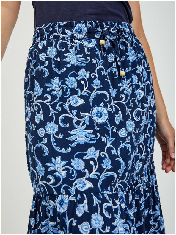 Orsay Tmavě modrá květovaná maxi sukně ORSAY