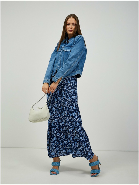 Orsay Tmavě modrá květovaná maxi sukně ORSAY